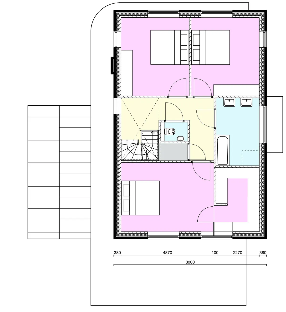 Plattegrond van de verdieping