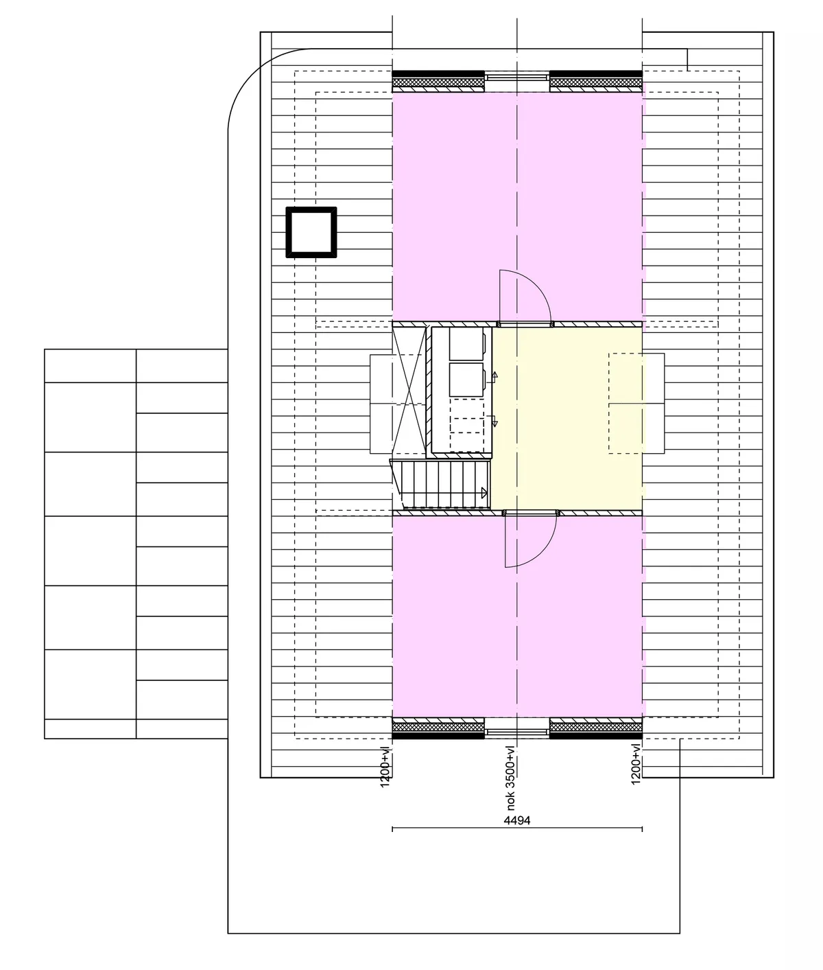 Plattegrond van de zolder